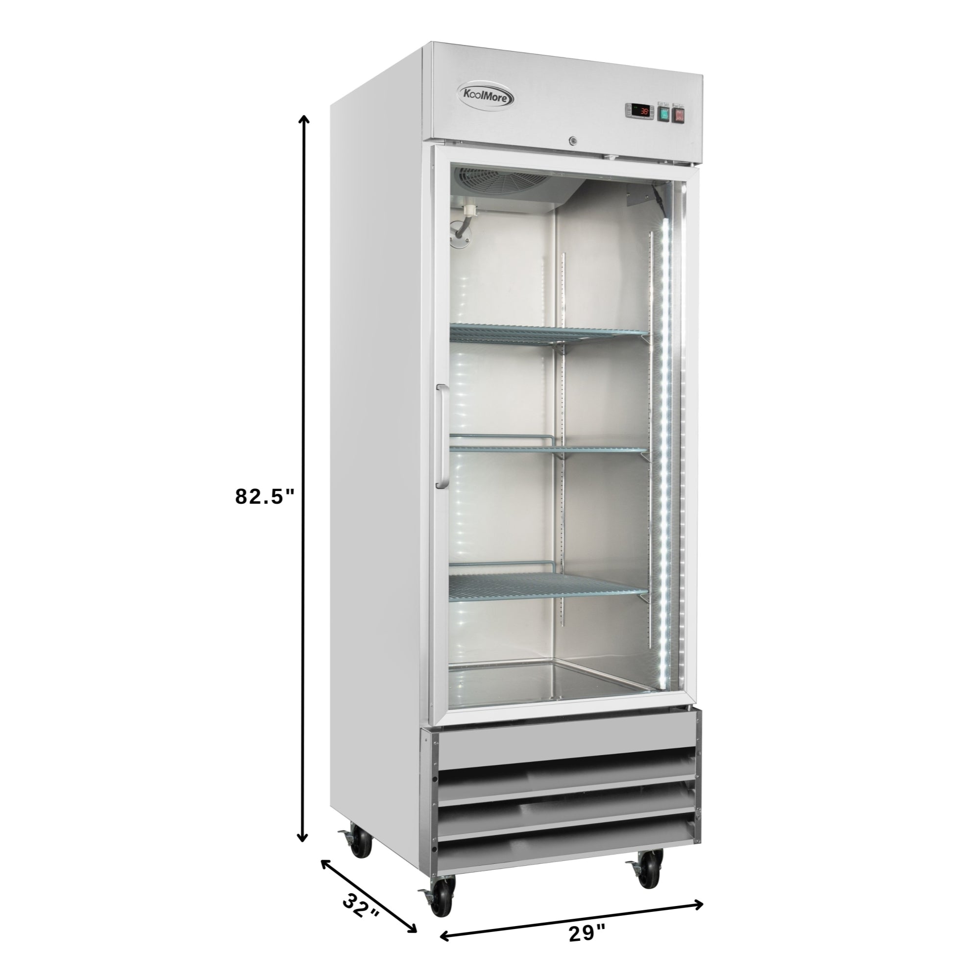 29 in. One Glass Door Reach-In Refrigerator, 21 Cu. Ft. in