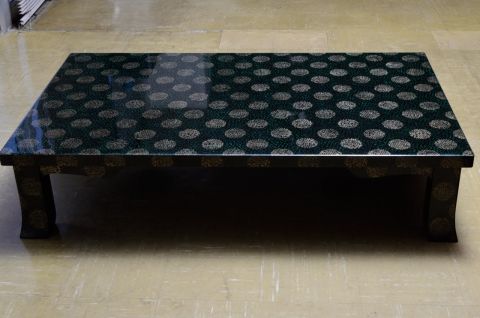 座卓 羽角ケリ足 梨黒/緑 | 津軽塗 小林漆器のネット通販