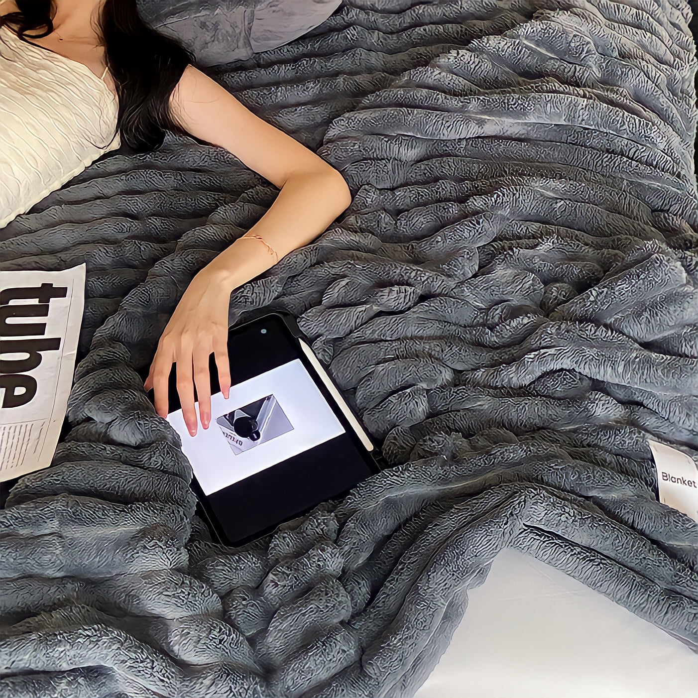 カラフルふわふわブランケット 