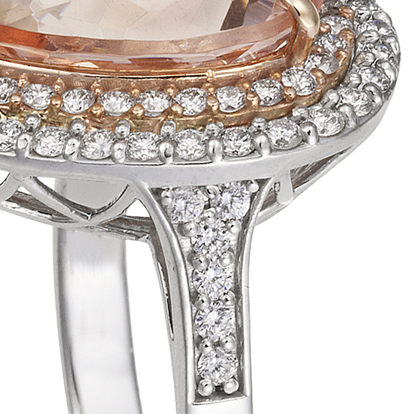 プラチナ K18PG モルガナイト リング （M5.56ct D0.90ct）｜真珠卸