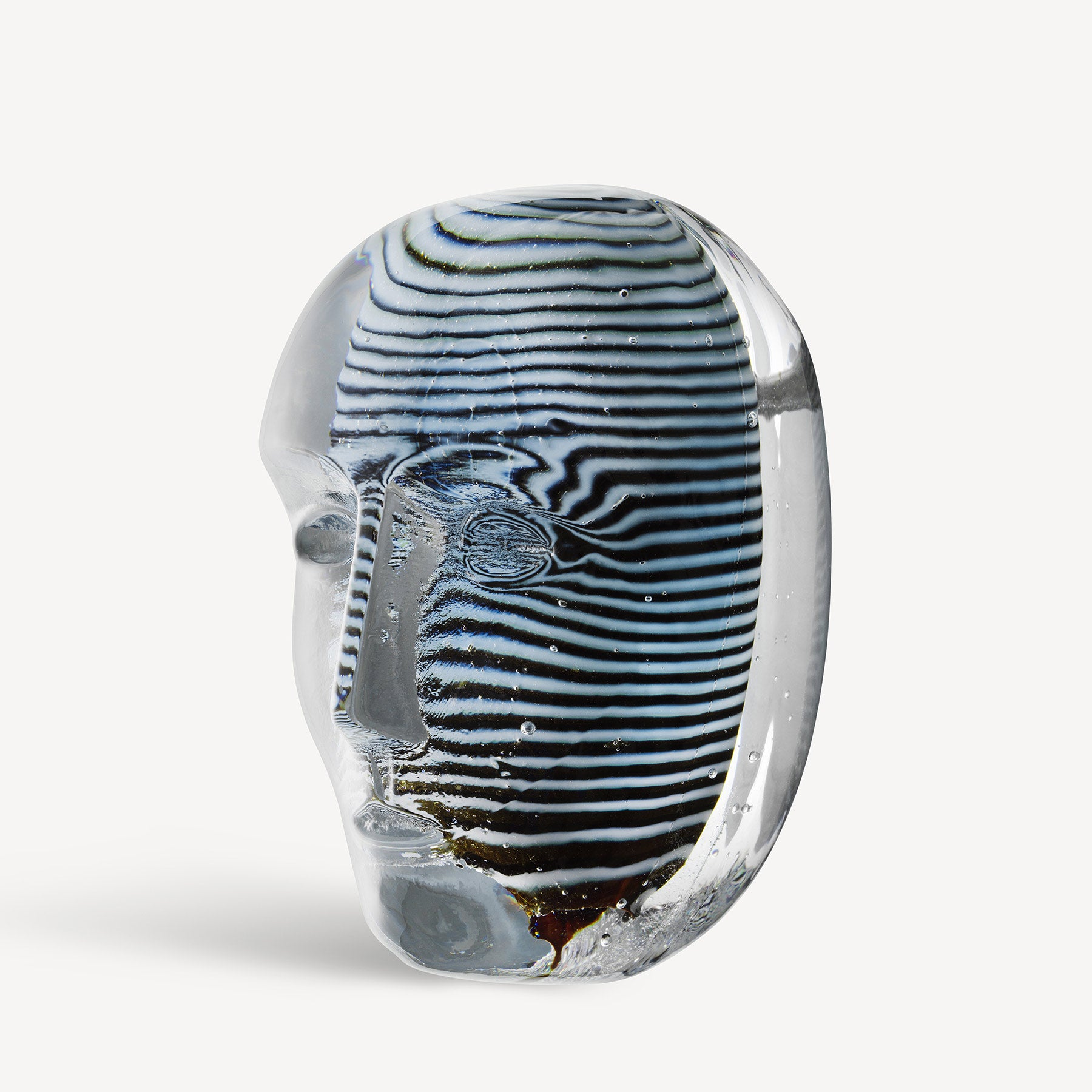 Kosta Boda Brains Look Blue Stripes Crystal Glass Art Decor