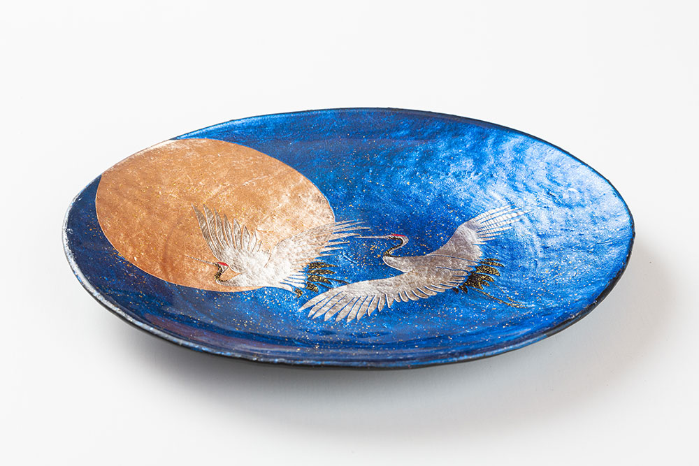 日の出鶴｜GALLERY｜中村光彩 漆芸ガラス箔押蒔絵 ｜会津塗伝統工芸士