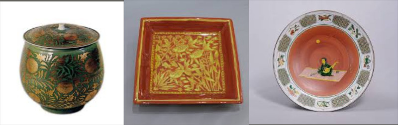 死して壺を残す・萌黄金襴手・黄地紅彩 加藤土師萌/岩尾對山窯/井上萬