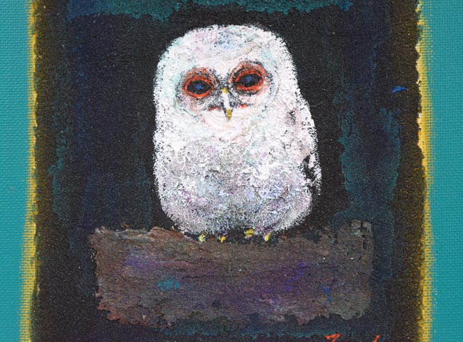 多田博一「フクロウ」油絵・SM 絵画買取・販売の小竹美術