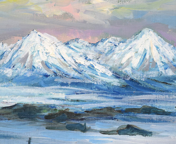 高橋益之「大雪山風景」油絵・SM 絵画買取・販売の小竹美術