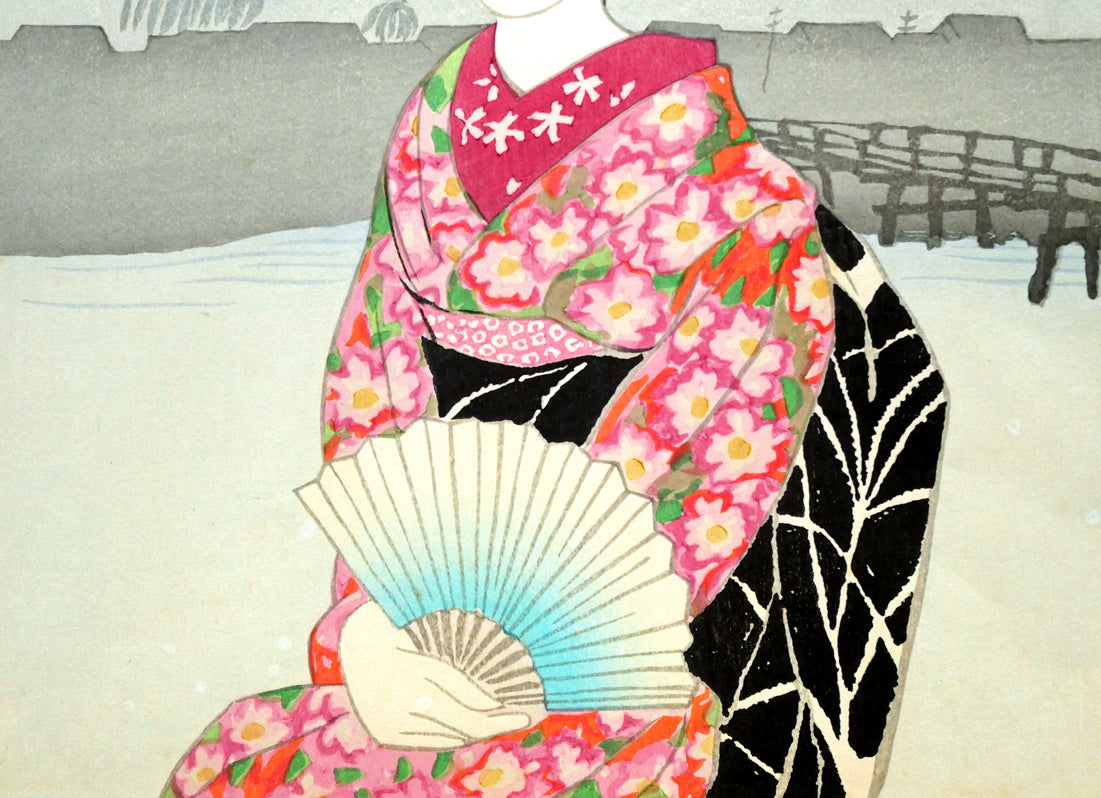 竹久夢二「加茂の露台」木版画 絵画買取・販売の小竹美術