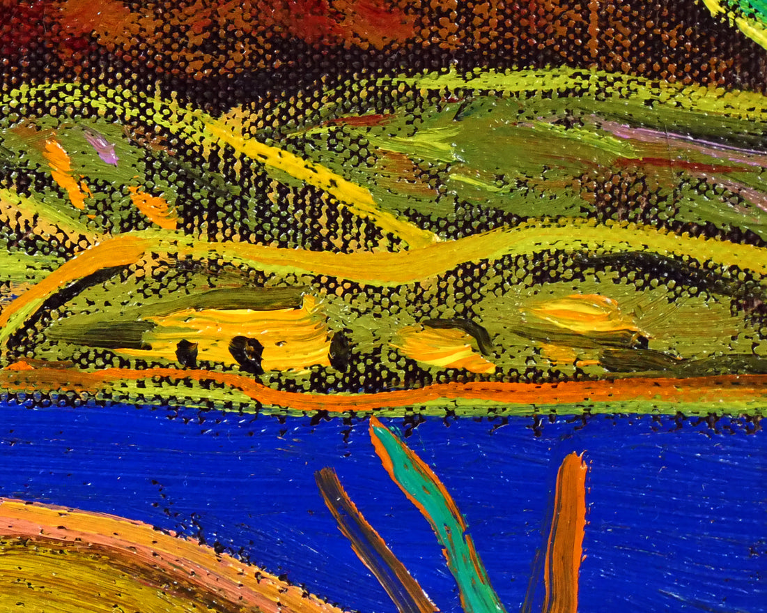 田崎広助「朱富士」油絵・F0号 絵画買取・販売の小竹美術