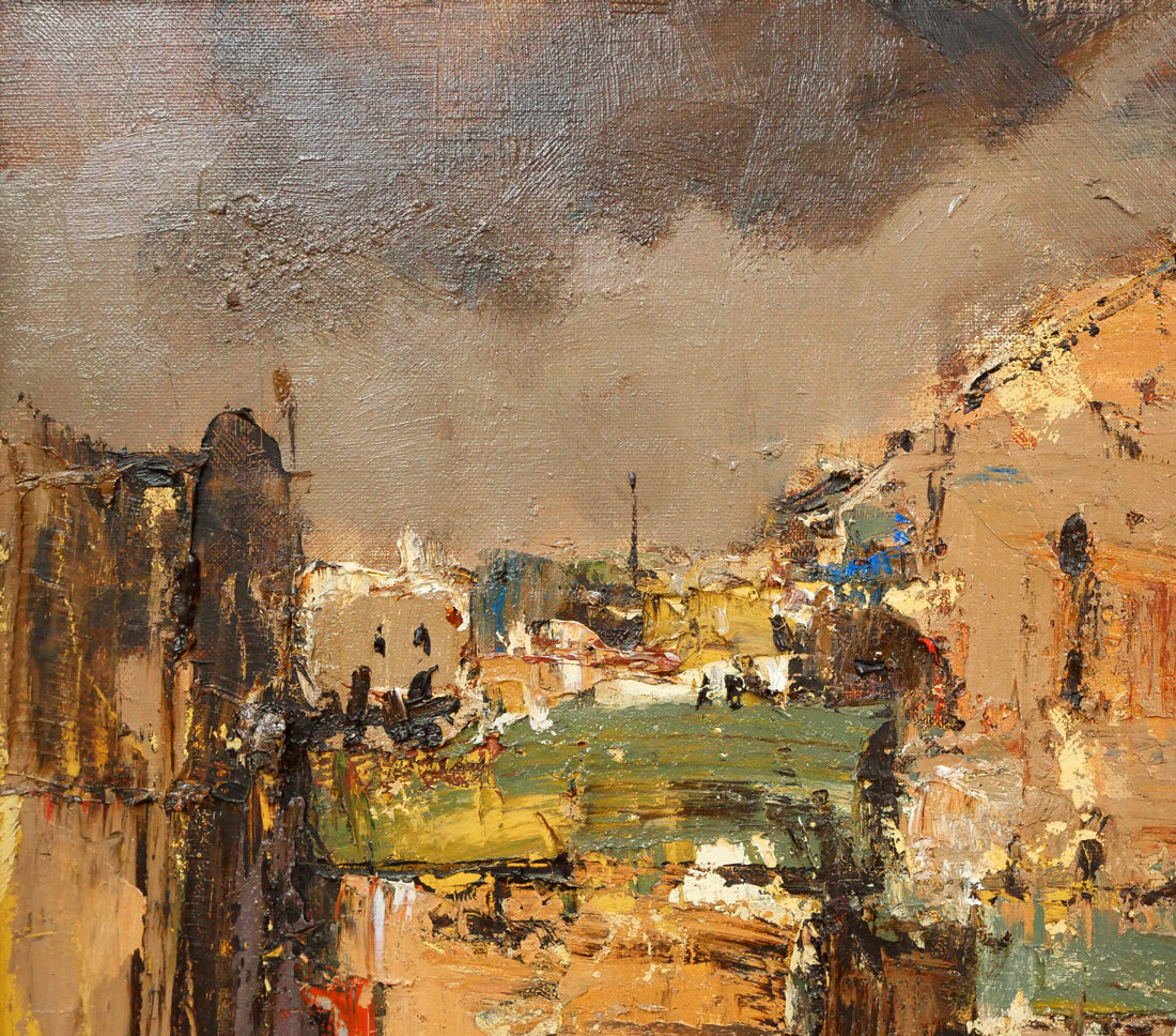 友成晴雄「パリ裏通り」油絵・F10号 絵画買取・販売の小竹美術