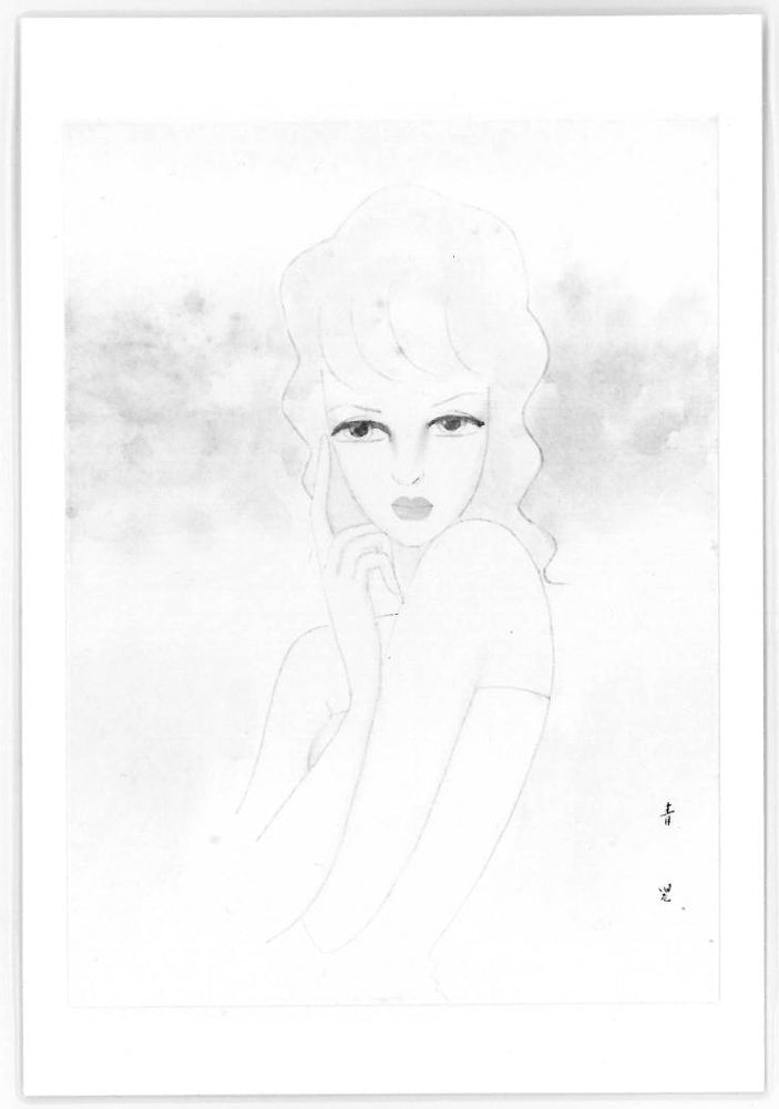 東郷青児「婦人像」水彩画・4号色紙 絵画買取・販売の小竹美術