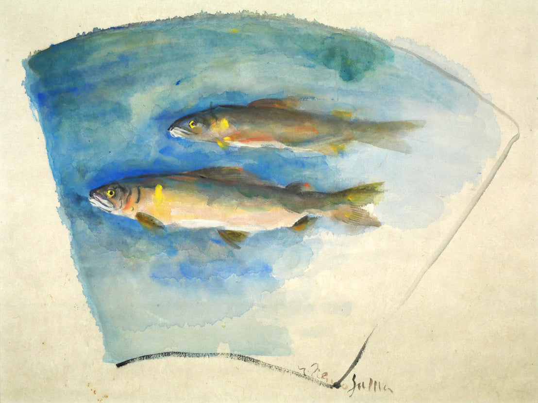 上野山清貢「鮎」墨彩画 絵画買取・販売の小竹美術