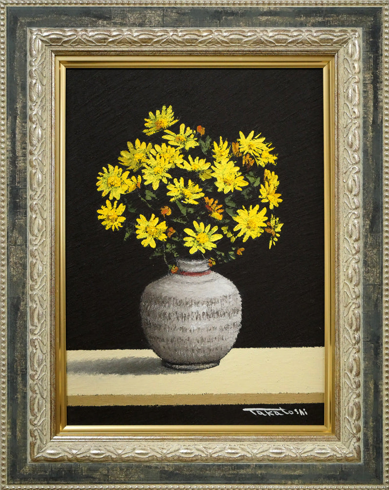 山崎貴稔「丘に咲く（桜）」油絵・F4号 絵画買取・販売の小竹美術