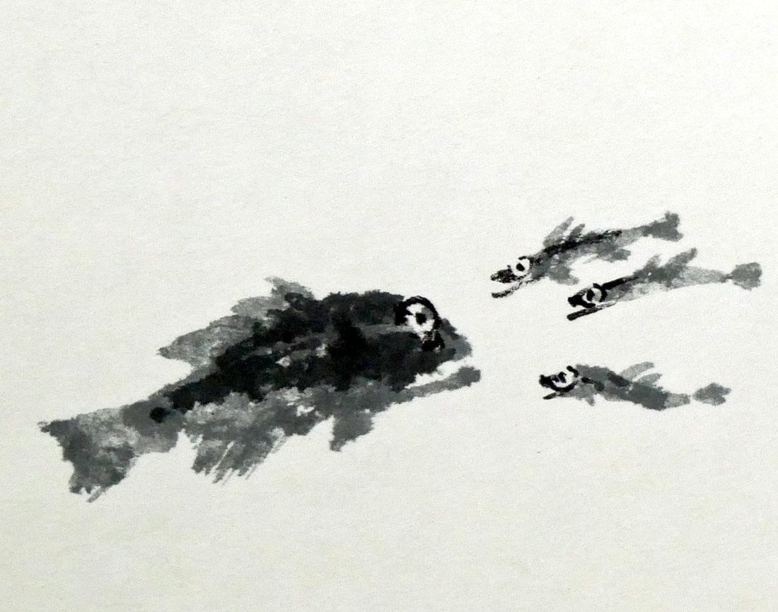 赤穴宏「百魚図」水彩画・色紙 絵画買取・販売の小竹美術