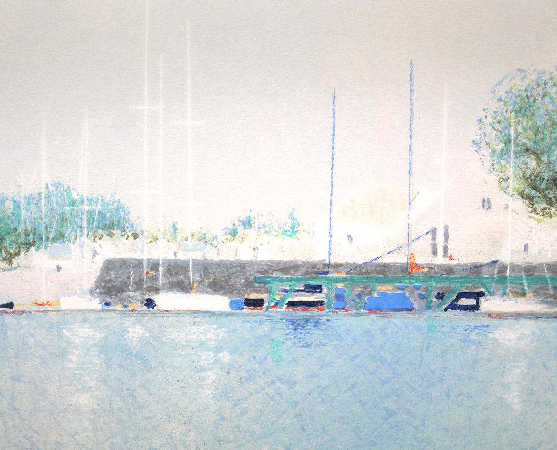 アンドレ ブーリエ（Andre BOURRIE）「港のきらめき」リトグラフ 絵画