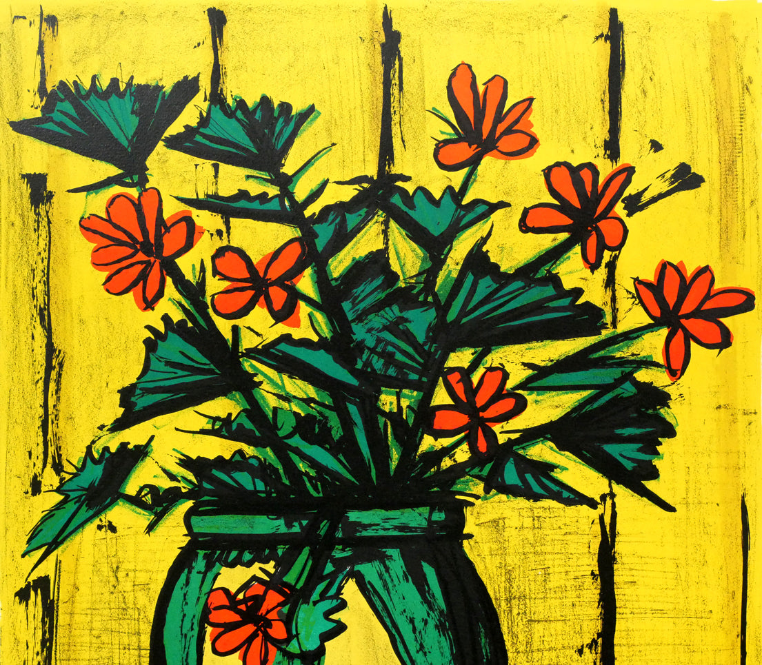 ベルナール・ビュッフェ（Bernard BUFFET）「花と花瓶」リトグラフ