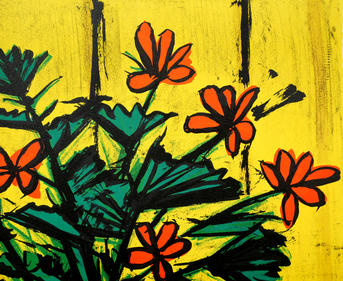 ベルナール・ビュッフェ（Bernard BUFFET）「花と花瓶」リトグラフ