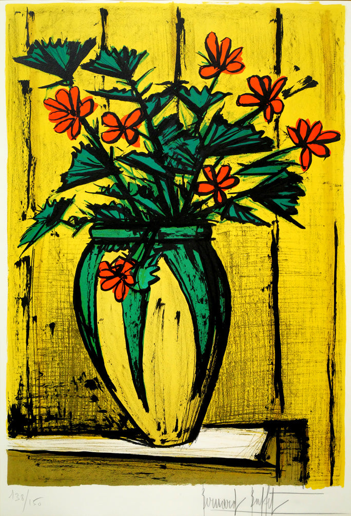ベルナール・ビュッフェ（Bernard BUFFET）「花と花瓶」リトグラフ