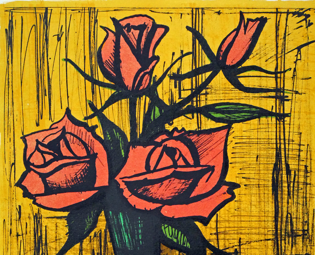 ベルナール・ビュッフェ（Bernard BUFFET）「花瓶の中のバラ