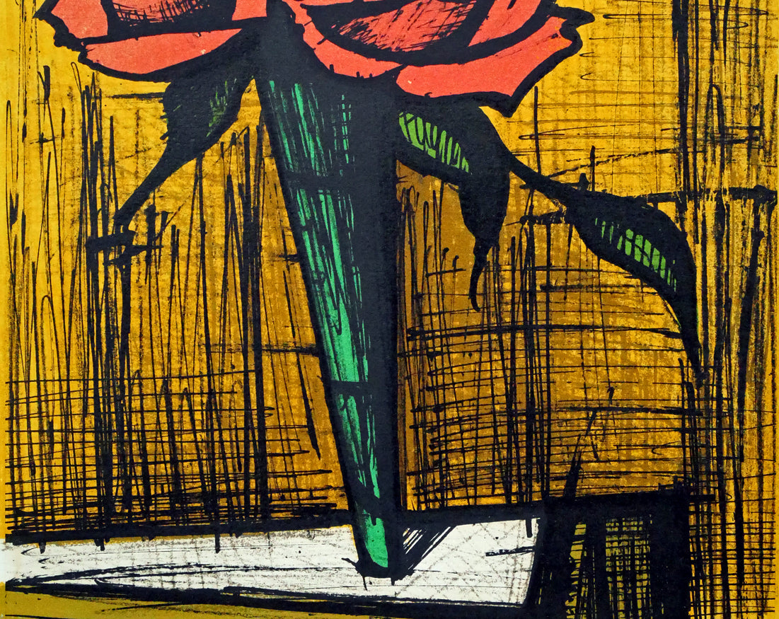 ベルナール・ビュッフェ（Bernard BUFFET）「花瓶の中のバラ