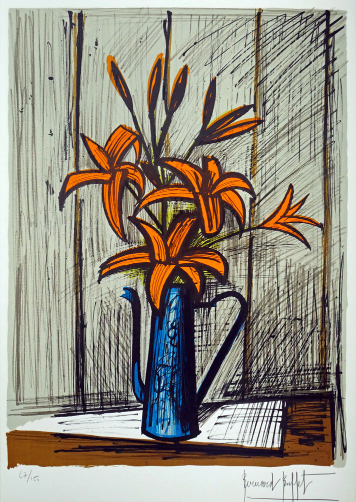 ベルナール・ビュッフェ（Bernard BUFFET）「オレンジ色のユリ