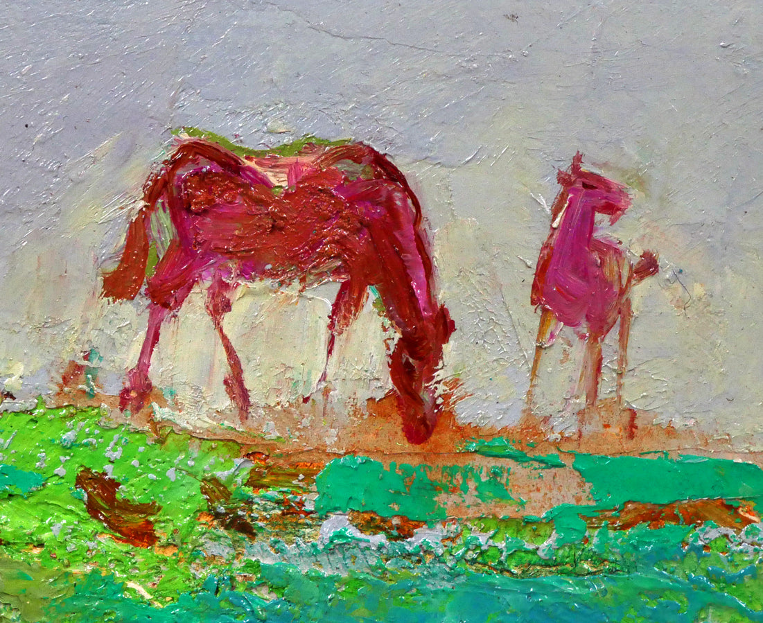 遠藤ミマン「三角点のある風景」油絵・F4号 絵画買取・販売の小竹美術