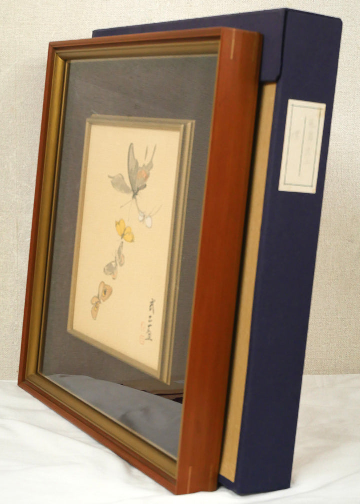 藤島武二「蝶」肉筆彩色画・絹本・色紙額装 絵画買取・販売の小竹美術