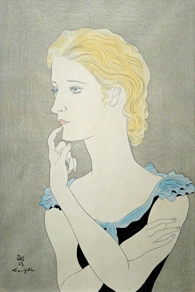 藤田嗣治「フランス娘」木版画 絵画買取・販売の小竹美術