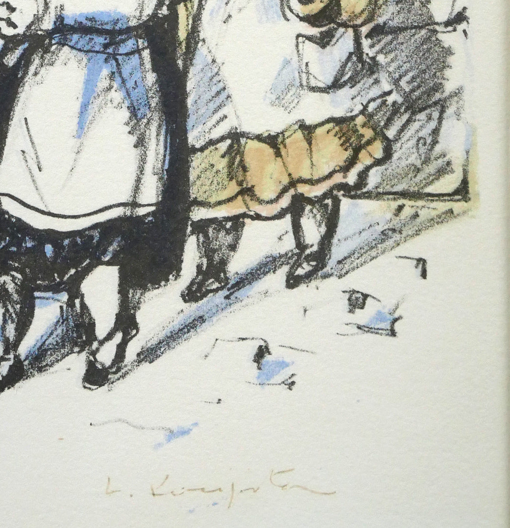 藤田嗣治「三人の女の子」リトグラフ 絵画買取・販売の小竹美術