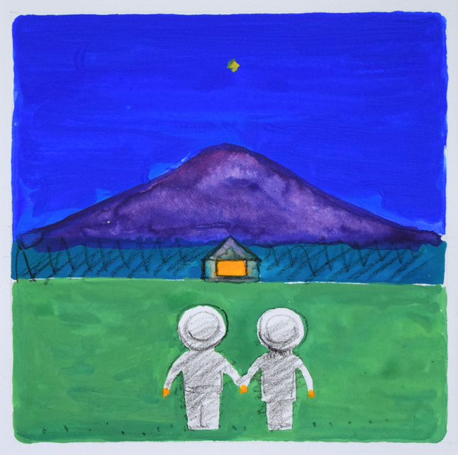 府川誠「ふるさとの山」肉筆水彩画 絵画買取・販売の小竹美術