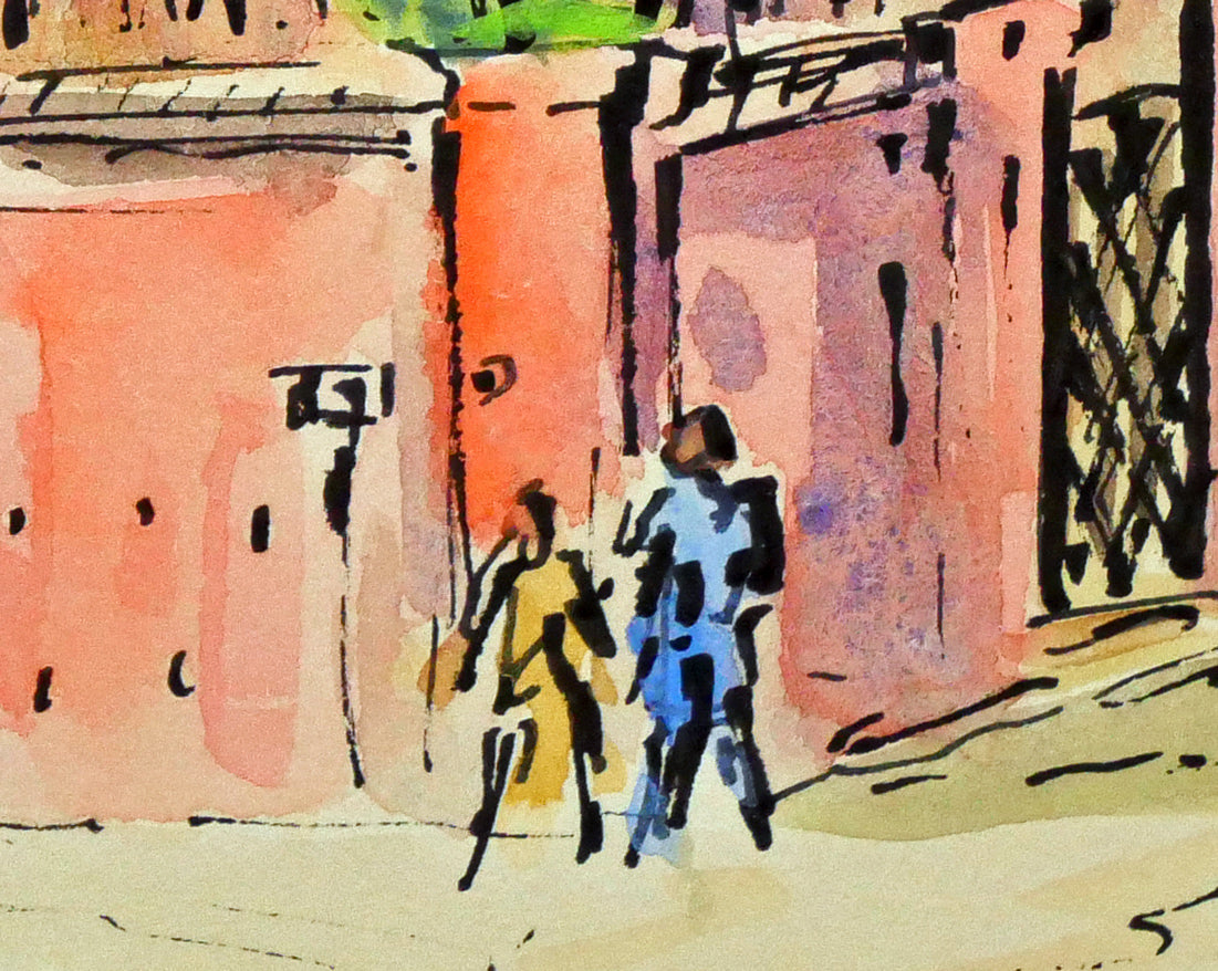 作者不明「南佛スケッチ バンドールの家」水彩画（14.4×20.5cm） 絵画