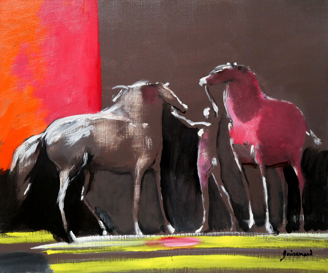 ポール ギヤマン（Paul Guiramand）「二頭の馬」油絵・仏F8号 絵画買取
