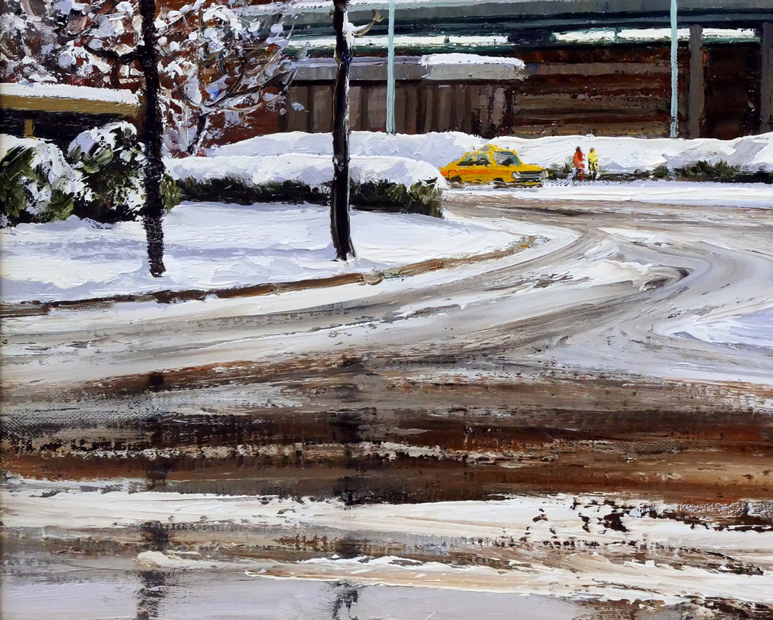 樋口洋「雪の東京駅」油絵・F8号 絵画買取・販売の小竹美術