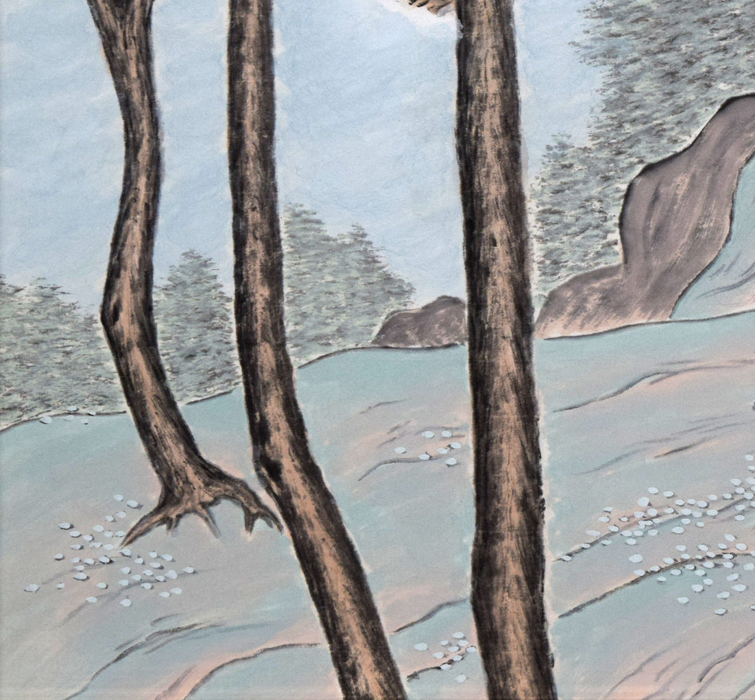 石原梅渓「風景画」日本画・6号 絵画買取・販売の小竹美術