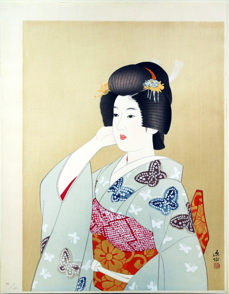 伊東深水「初島田」木版画 絵画買取・販売の小竹美術