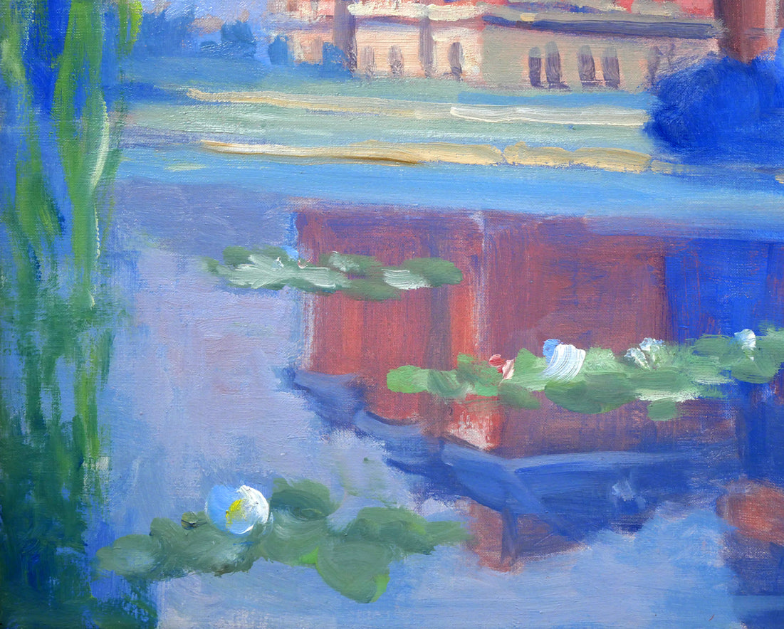 伊藤仁「北海道庁之池」油絵・F6号 絵画買取・販売の小竹美術