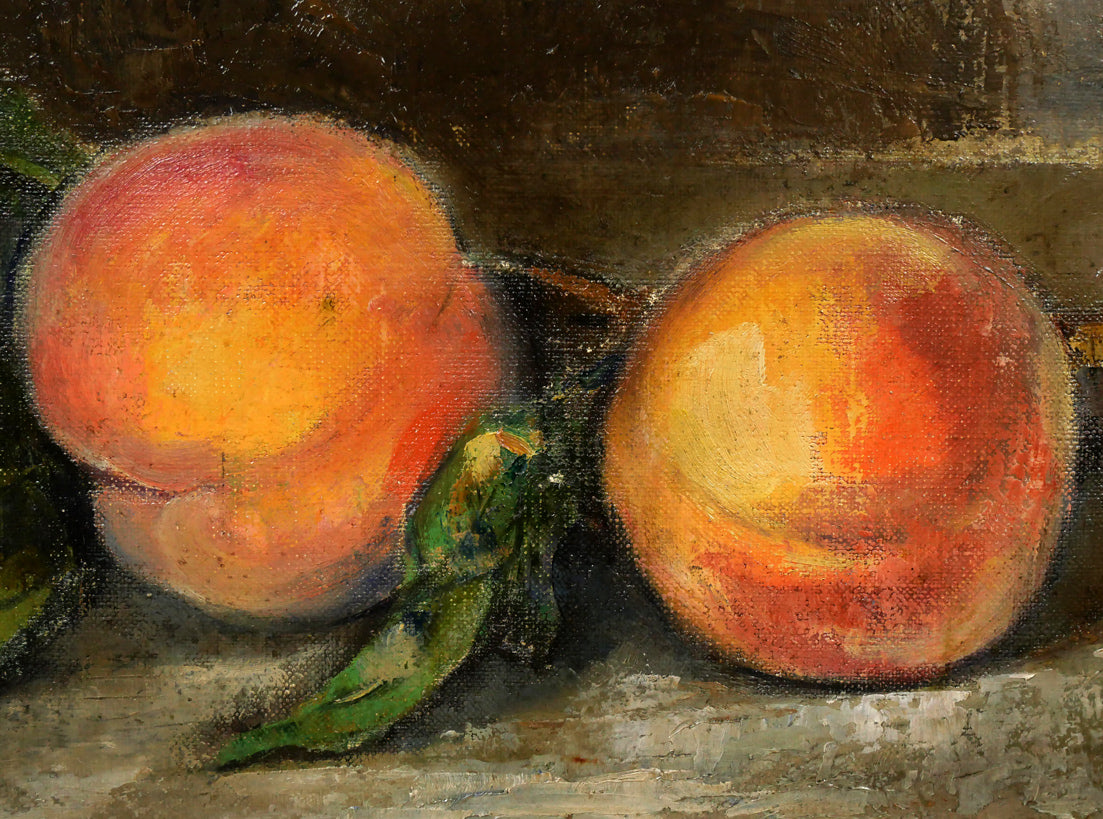 伊藤仁「静物画（桃）」油絵・M6号 絵画買取・販売の小竹美術