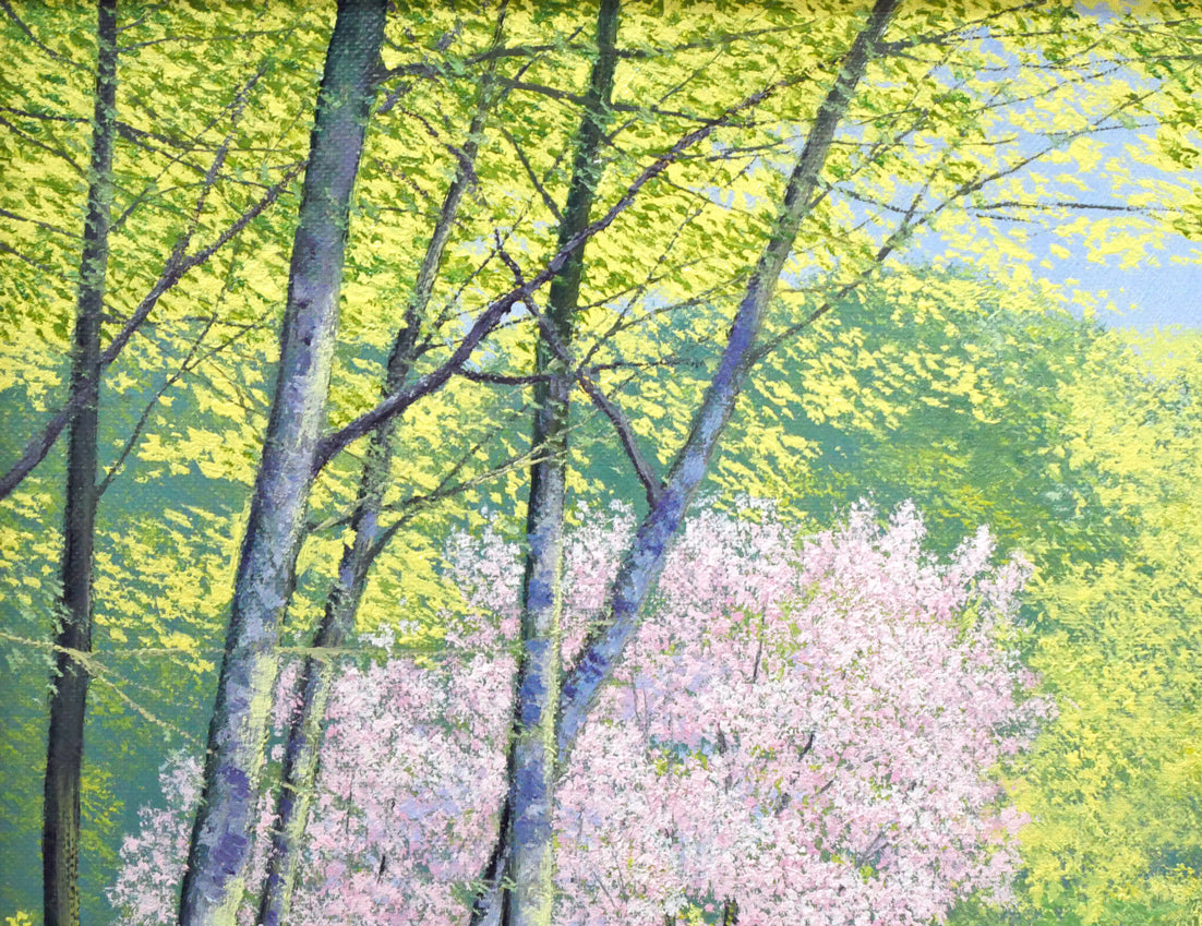 葛西俊逸「水辺の休日」油絵・P8号 絵画買取・販売の小竹美術