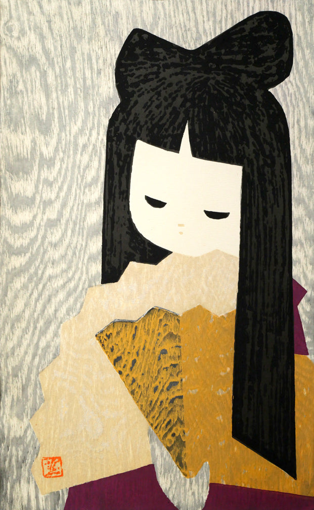 河野薫「おうぎ」木版画 絵画買取・販売の小竹美術