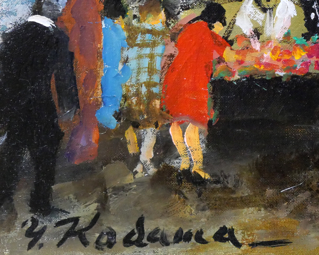 児玉幸雄「パリーの朝市」油絵・F10号 絵画買取・販売の小竹美術