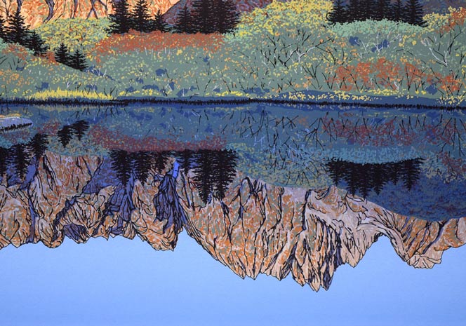 小暮真望「仙人池に映る秋麗剱岳」シルクスクリーン版画 絵画買取