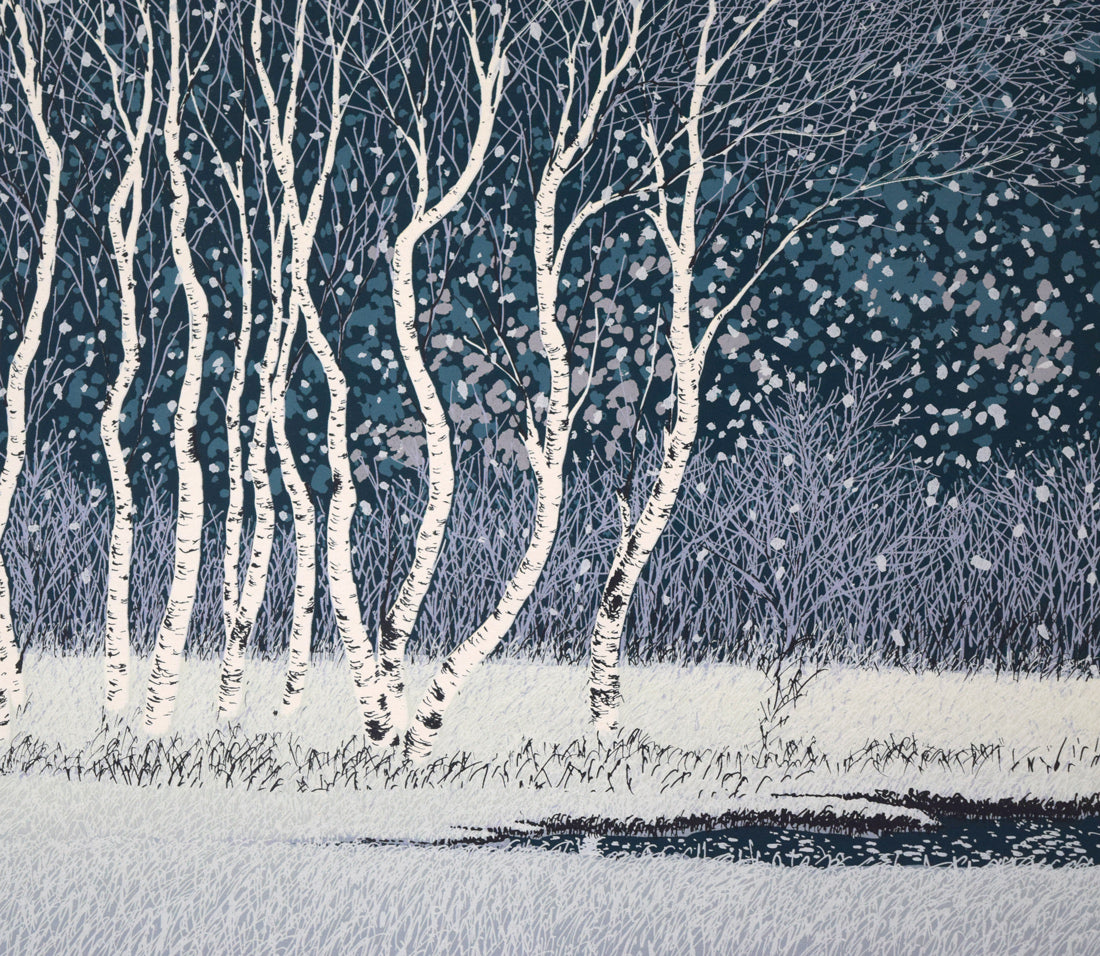 小暮真望「拠水林の四季（冬）」シルクスクリーン版画 絵画買取・販売