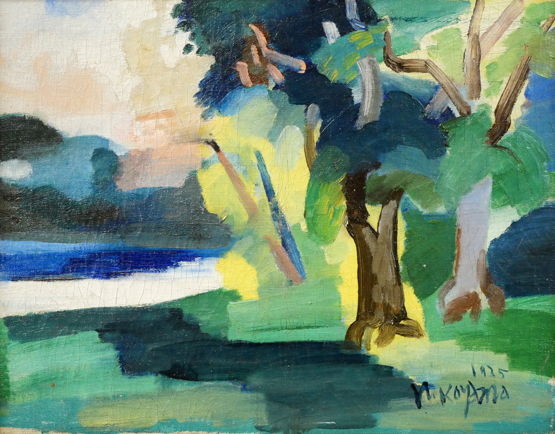 小山昇「風景」油絵・F6号 絵画買取・販売の小竹美術