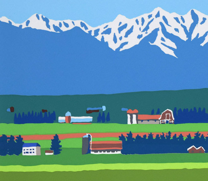 栗谷川健一「平原の春（十勝平野・日高連峰）」シルクスクリーン版画