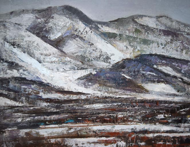 黒沢信男「曇日雪景」油絵・F6号 絵画買取・販売の小竹美術