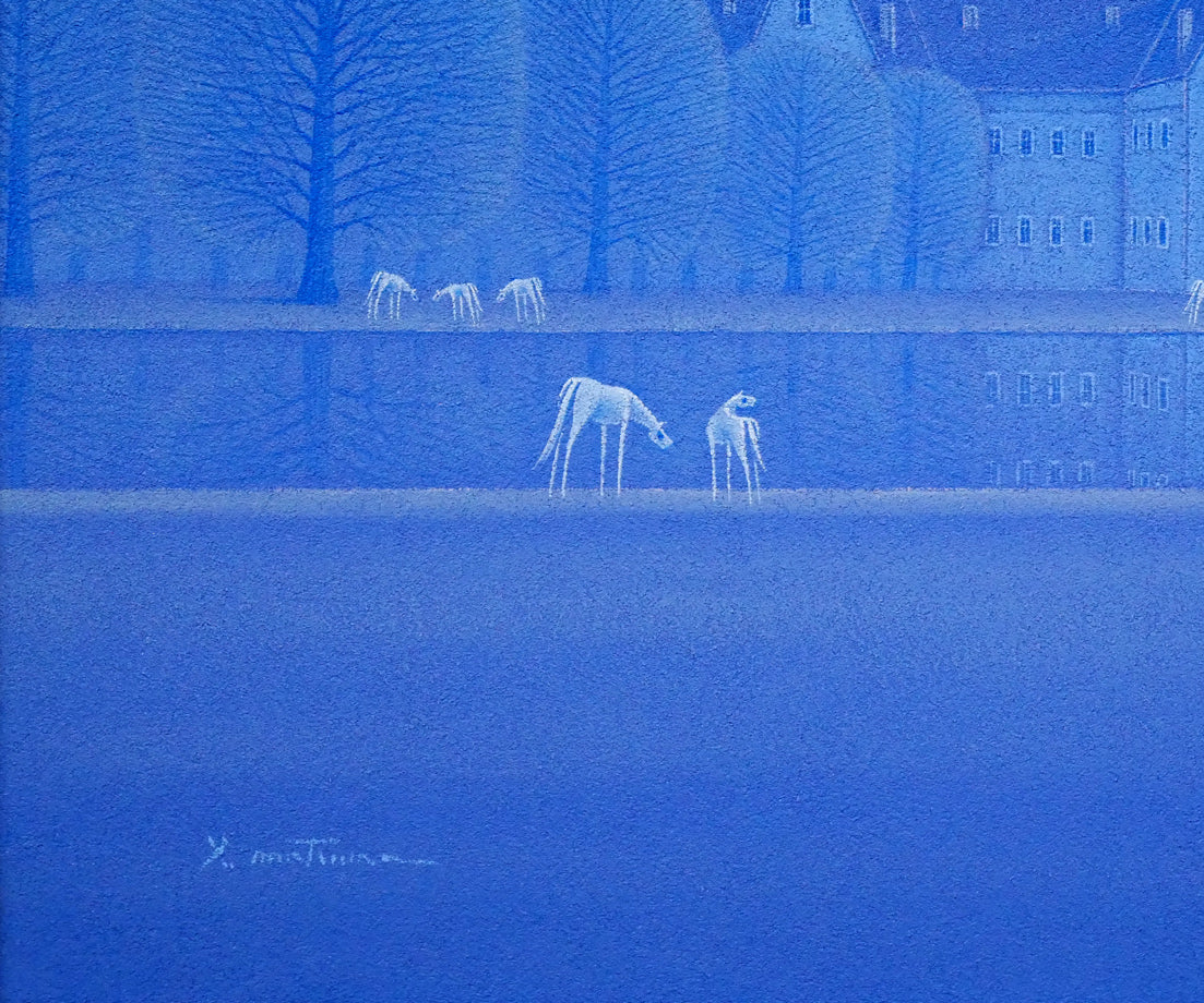 松浦敬文「水辺の城（馬九行く-うまくいく）」油絵・F10号 絵画買取