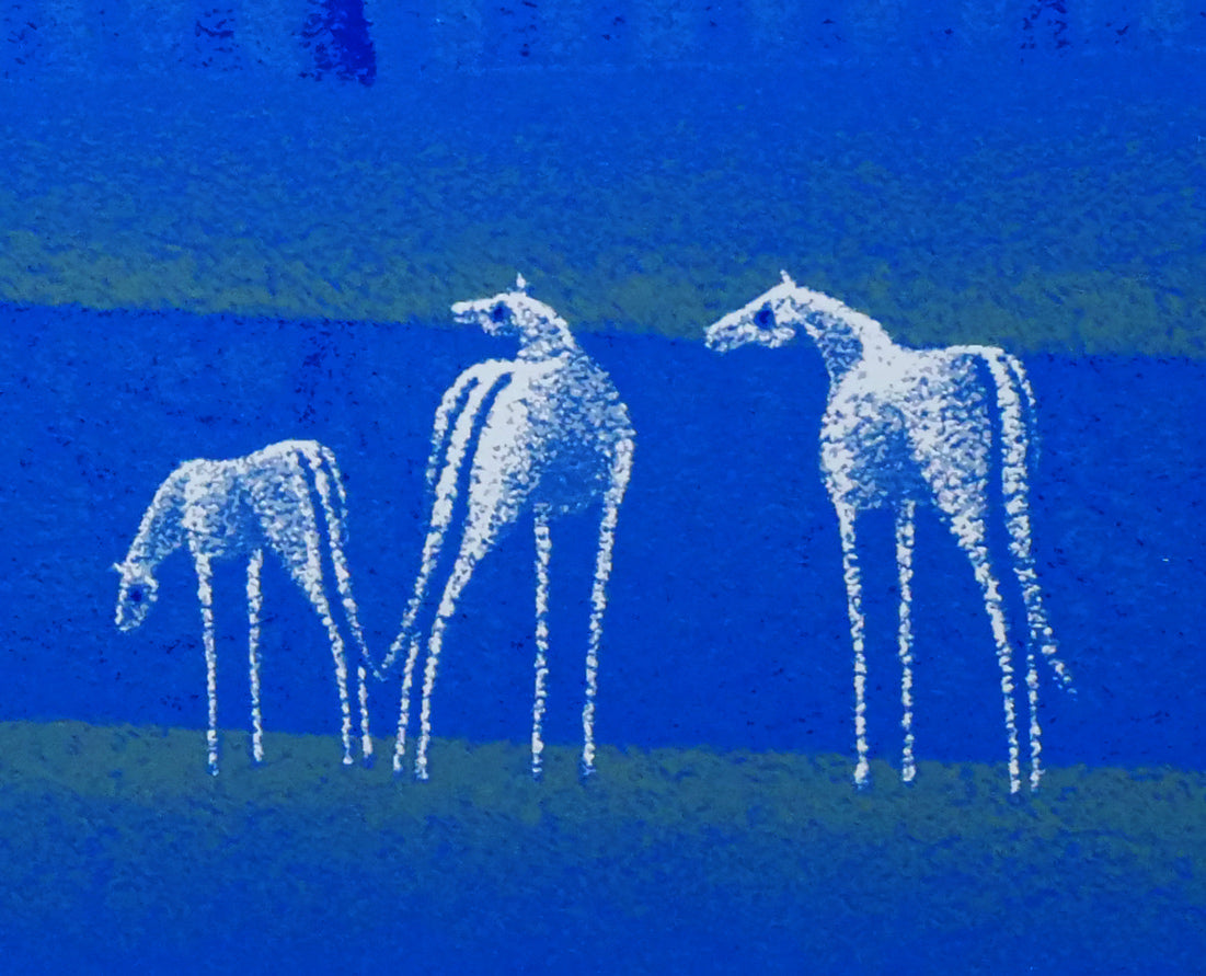 松浦敬文「水辺の城（馬九行く-うまくいく）」シルクスクリーン版画