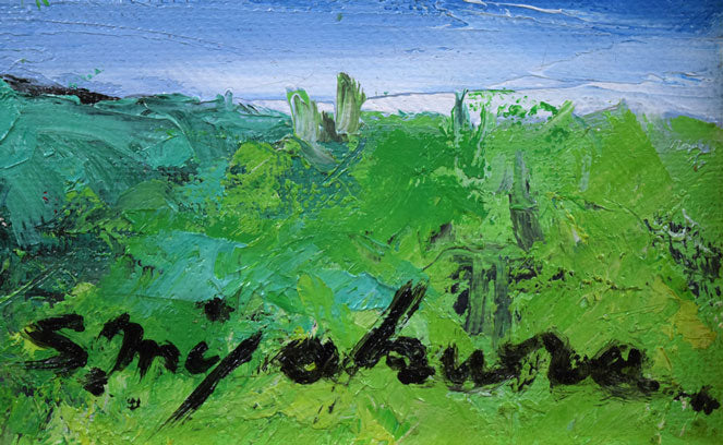 宮倉 靖三「安曇野（木崎湖・長野県）」油絵・F4号 絵画買取・販売の