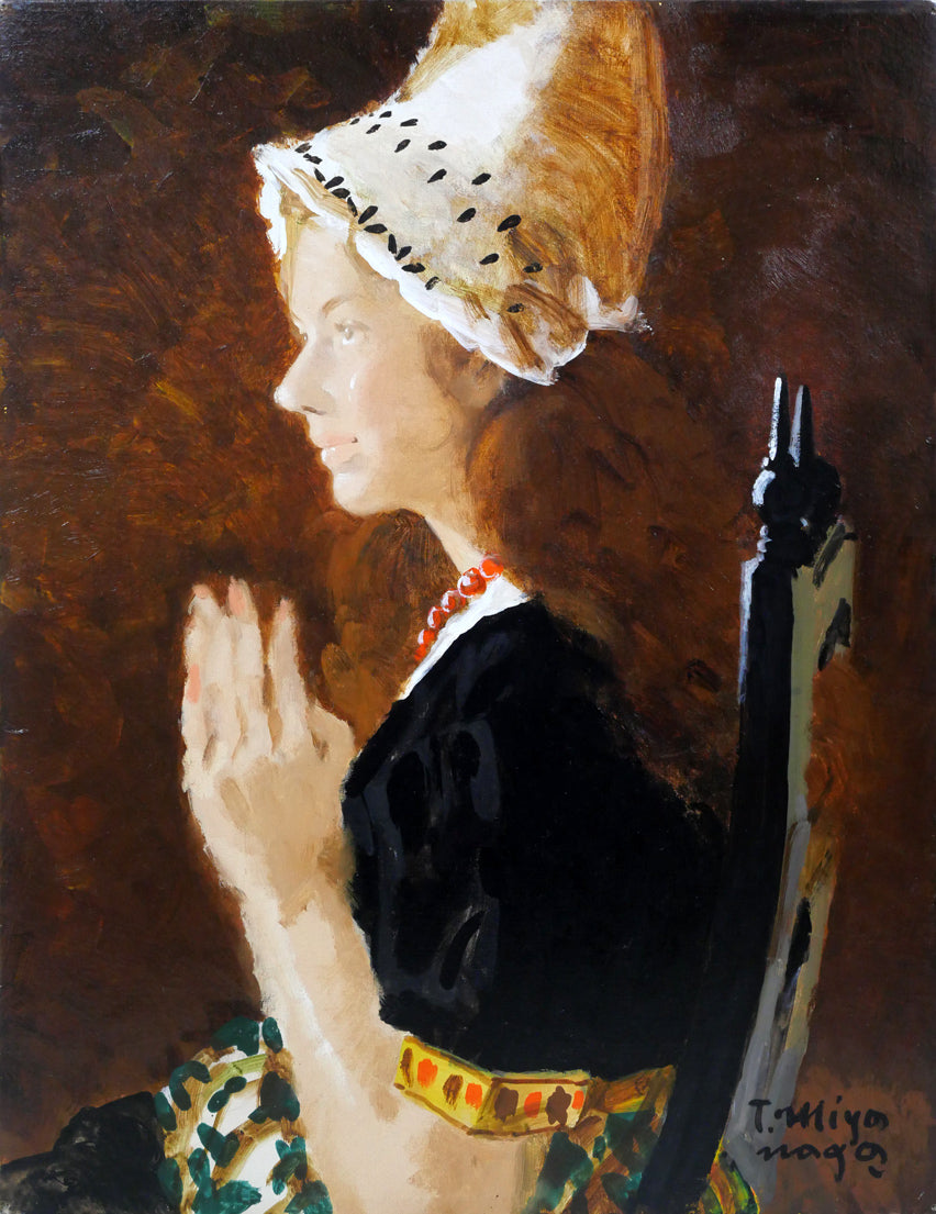 宮永岳彦「婦人像」油絵・F6号 絵画買取・販売の小竹美術