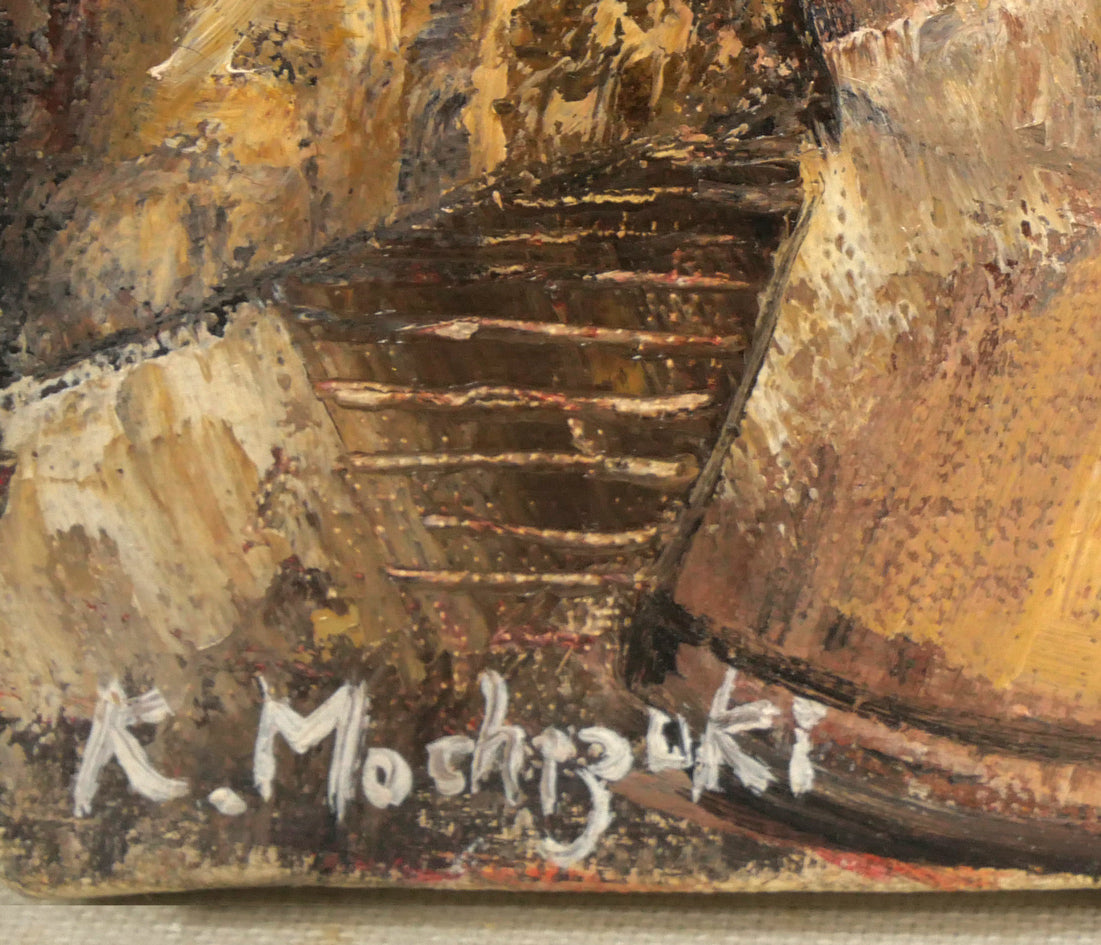 望月一雄「埴輪」油絵・F4号 絵画買取・販売の小竹美術