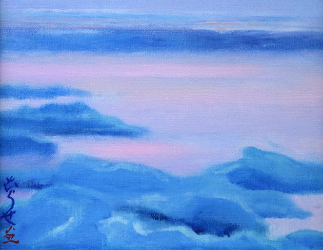 村瀬真治「明けゆくオホーツク（流氷）」油絵・F4号 絵画買取・販売の