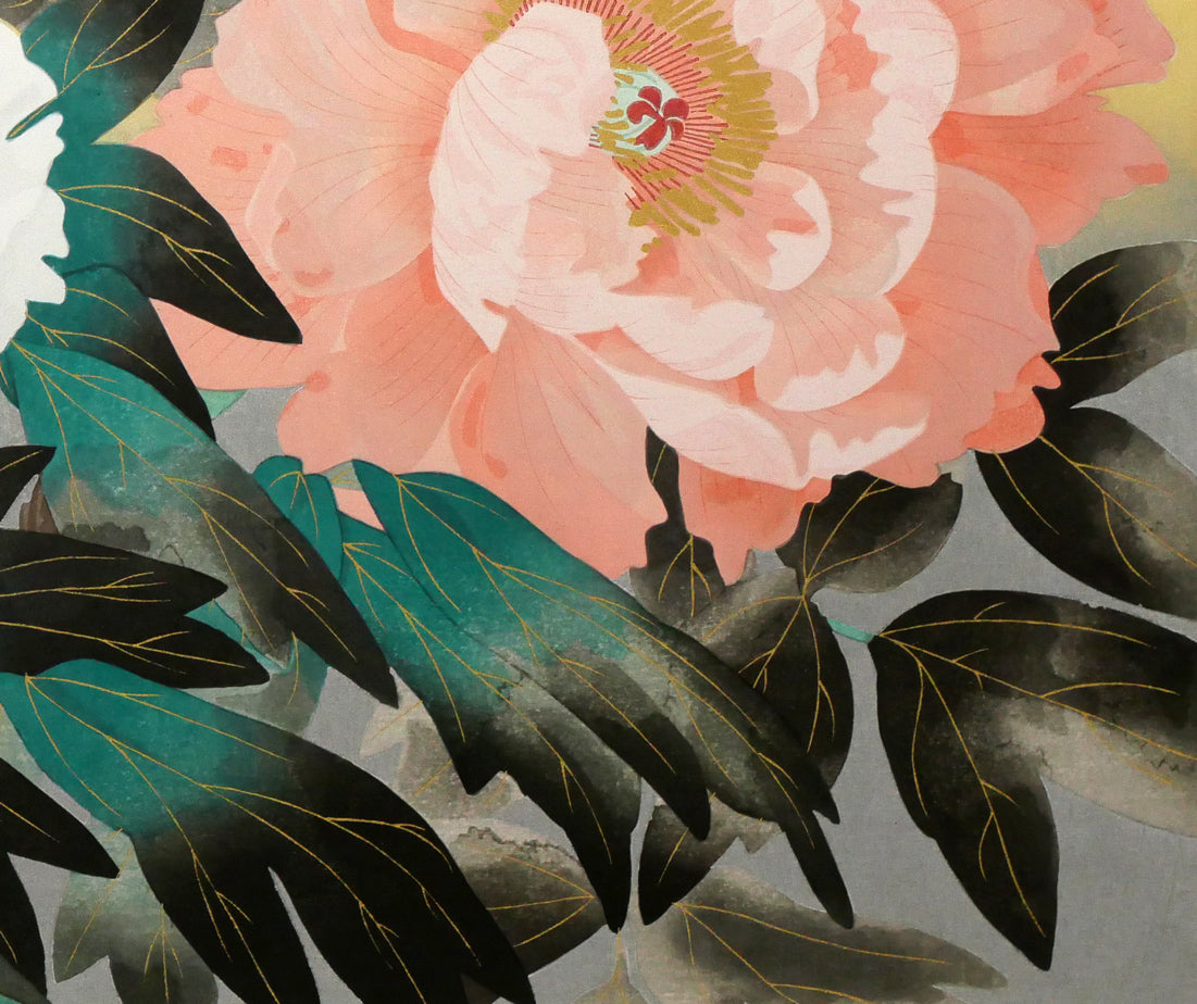 中島千波「紅白富貴花（牡丹）」木版画 絵画買取・販売の小竹美術